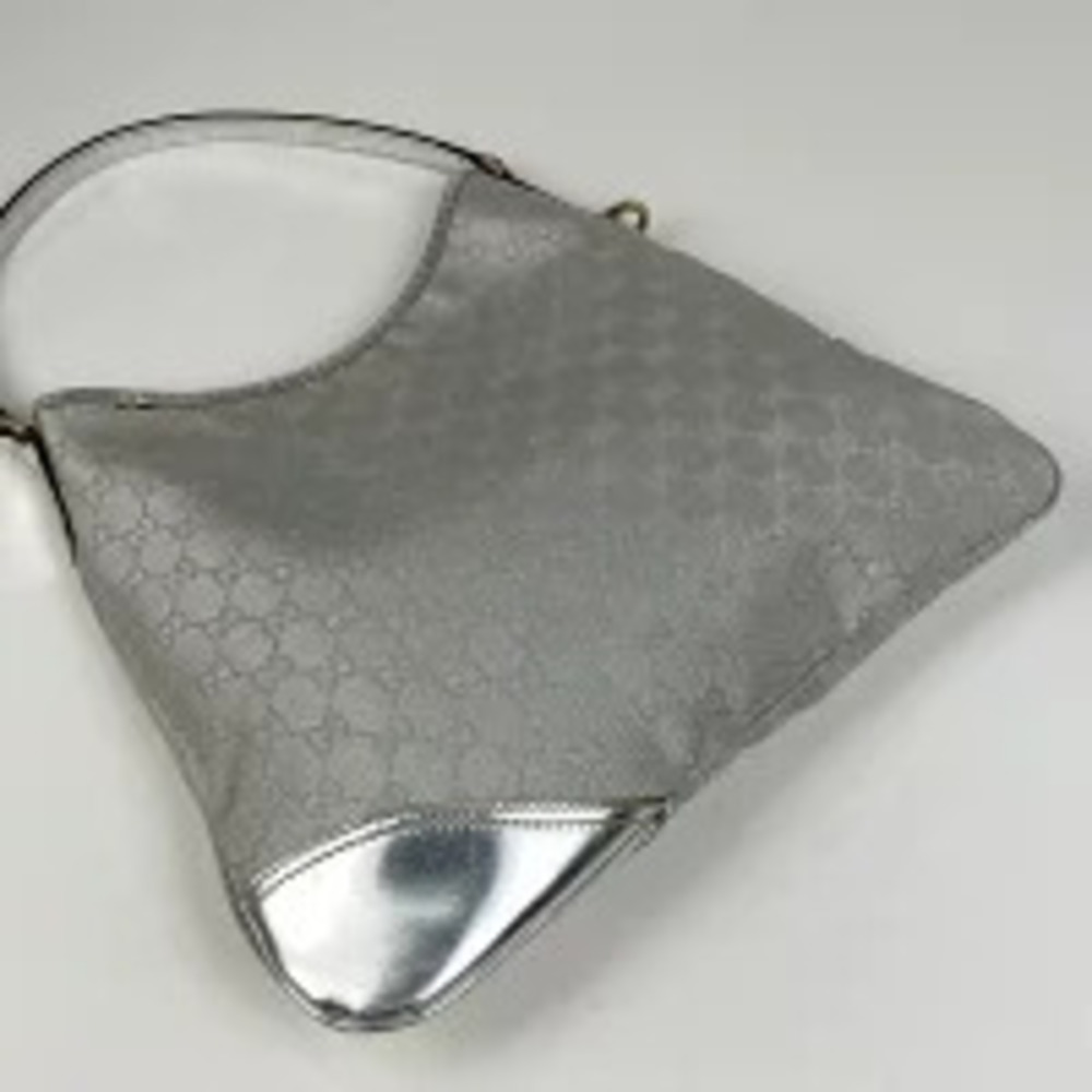 Gucci silver canvas shoulder bag Hobo GG